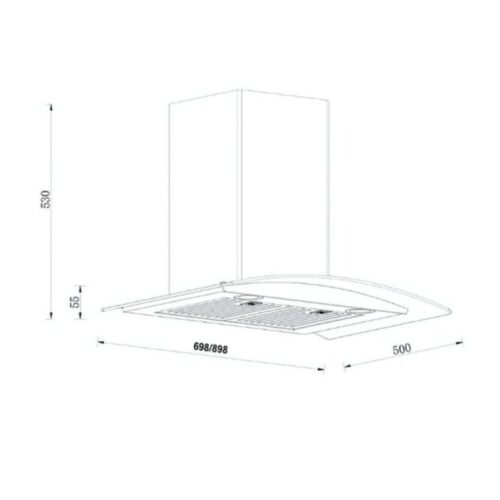 Máy hút mùi kính cong GrandX GX H90C55 3 kich thuoc may hut mui kinh cong grandx gx h90c55