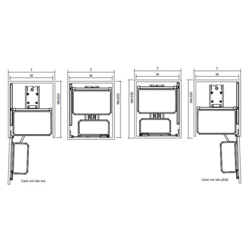 Kích thước Tủ đồ khô cánh mở mini GrandX Titanium XPR.2450T1