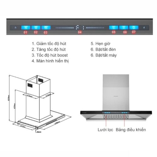 Thông số Máy hút mùi Grandx GX H70T81B